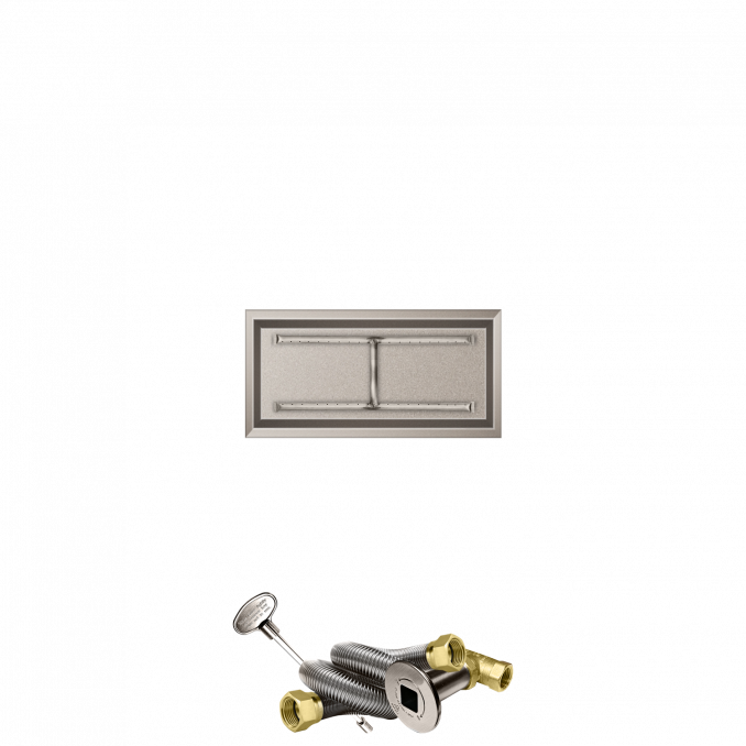 Firegear Stainless Steel Series 30" x 12" Linear Drop-In Pan Natural Gas Fire Pit H Burner System With Match Throw Ignition System