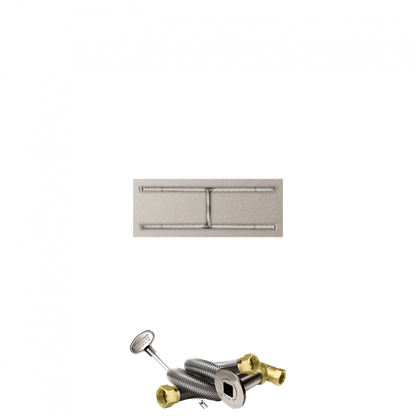 Firegear Stainless Steel Series 30" x 14" Linear Flat Pan Natural Gas Fire Pit H Burner System With Match Throw Ignition System