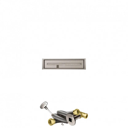 Firegear Stainless Steel Series 30" x 6" Linear Drop-In Pan Natural Gas Fire Pit T Burner System With Match Throw Ignition System