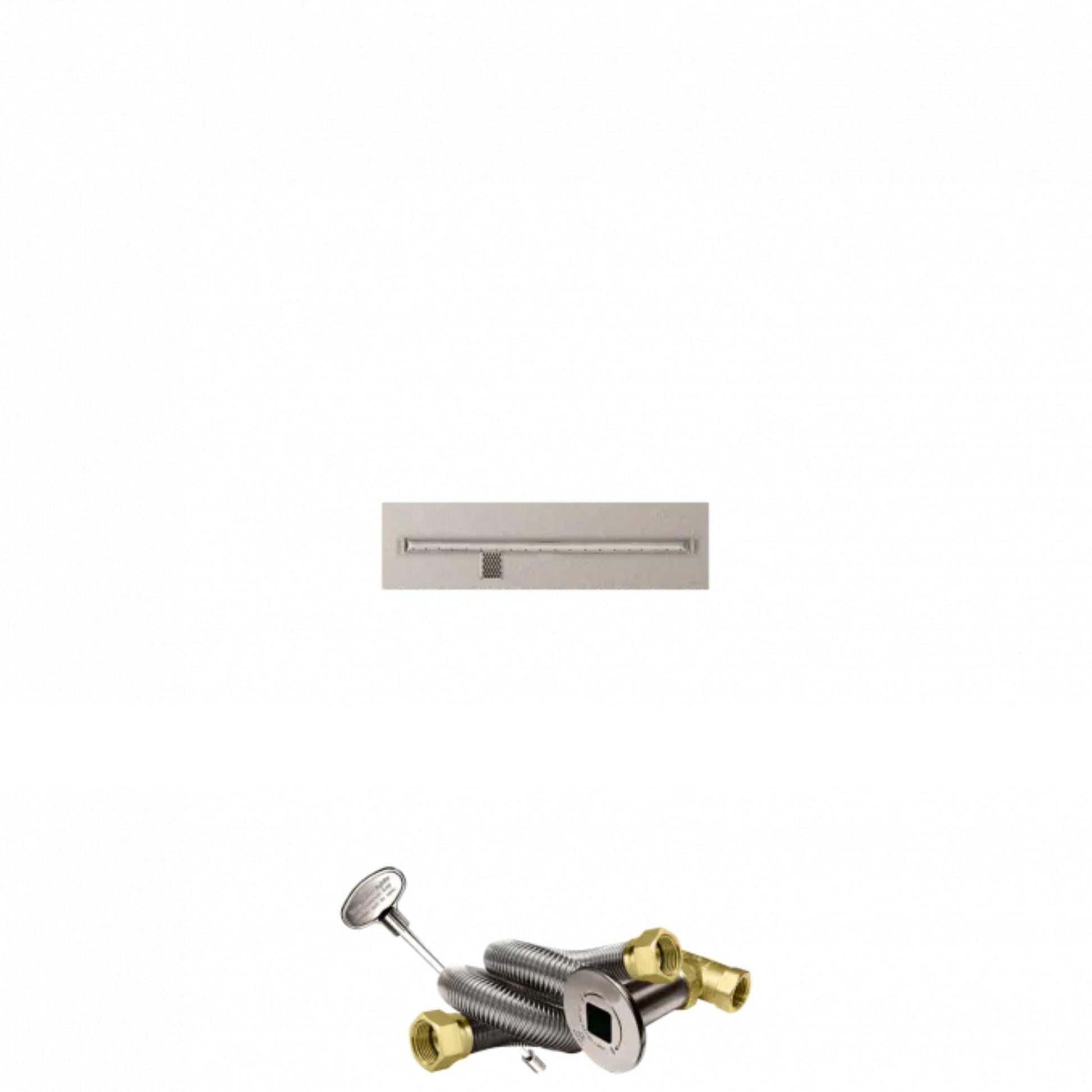 Firegear Stainless Steel Series 30" x 8" Linear Flat Pan Natural Gas Fire Pit T Burner System With Match Throw Ignition System