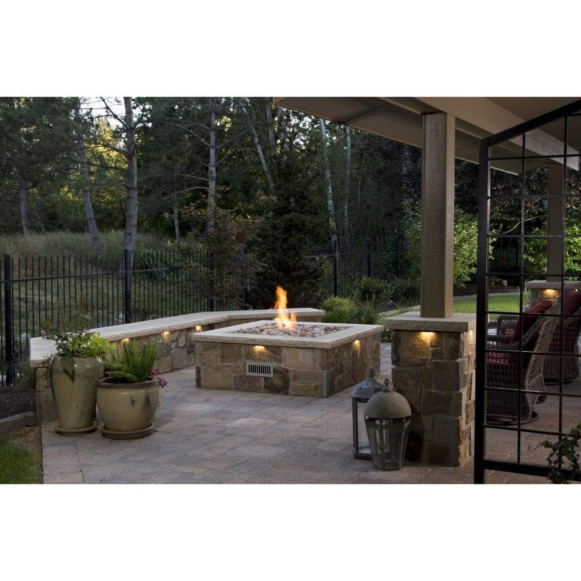 Firegear Stainless Steel Series 20" Square Drop-In Pan Natural Gas Fire Pit Burner System With Thermocouple Piloted Safety Ignition System
