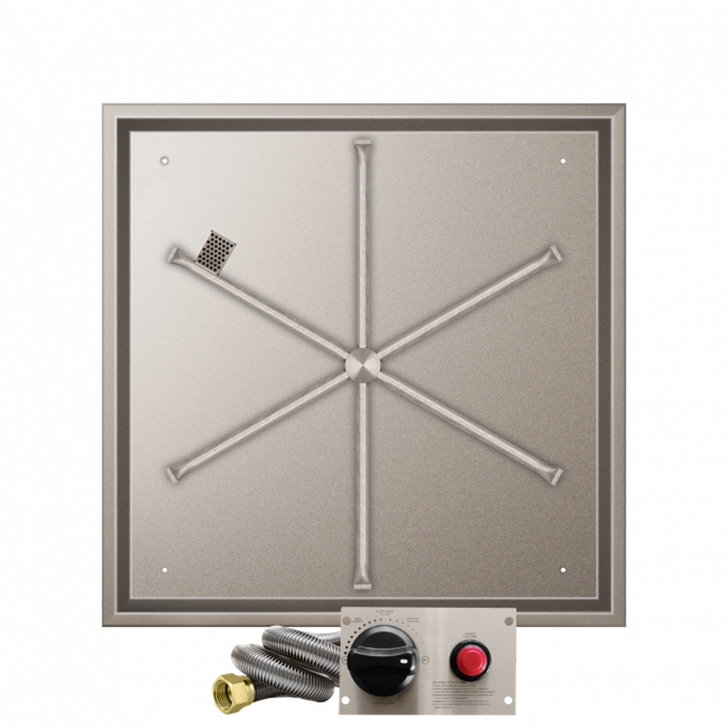 Firegear Stainless Steel Series 32" Square Drop-In Pan Propane Gas Fire Pit Burner System With Thermocouple Piloted Safety Ignition System