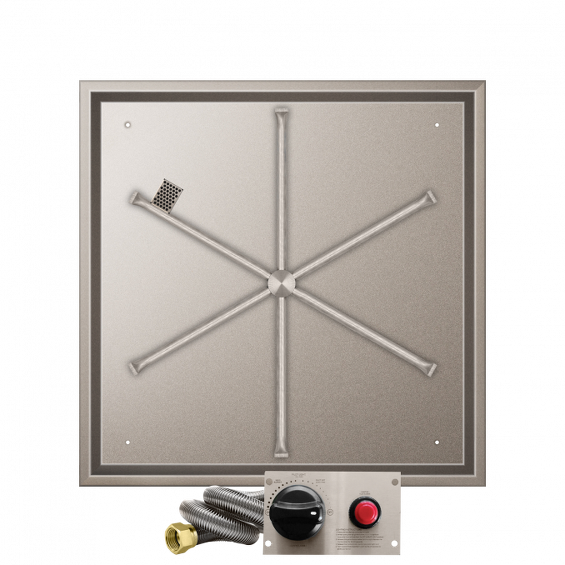 Firegear Stainless Steel Series 32" Square Drop-In Pan Propane Gas Fire Pit Burner System With Thermocouple Piloted Safety Ignition System