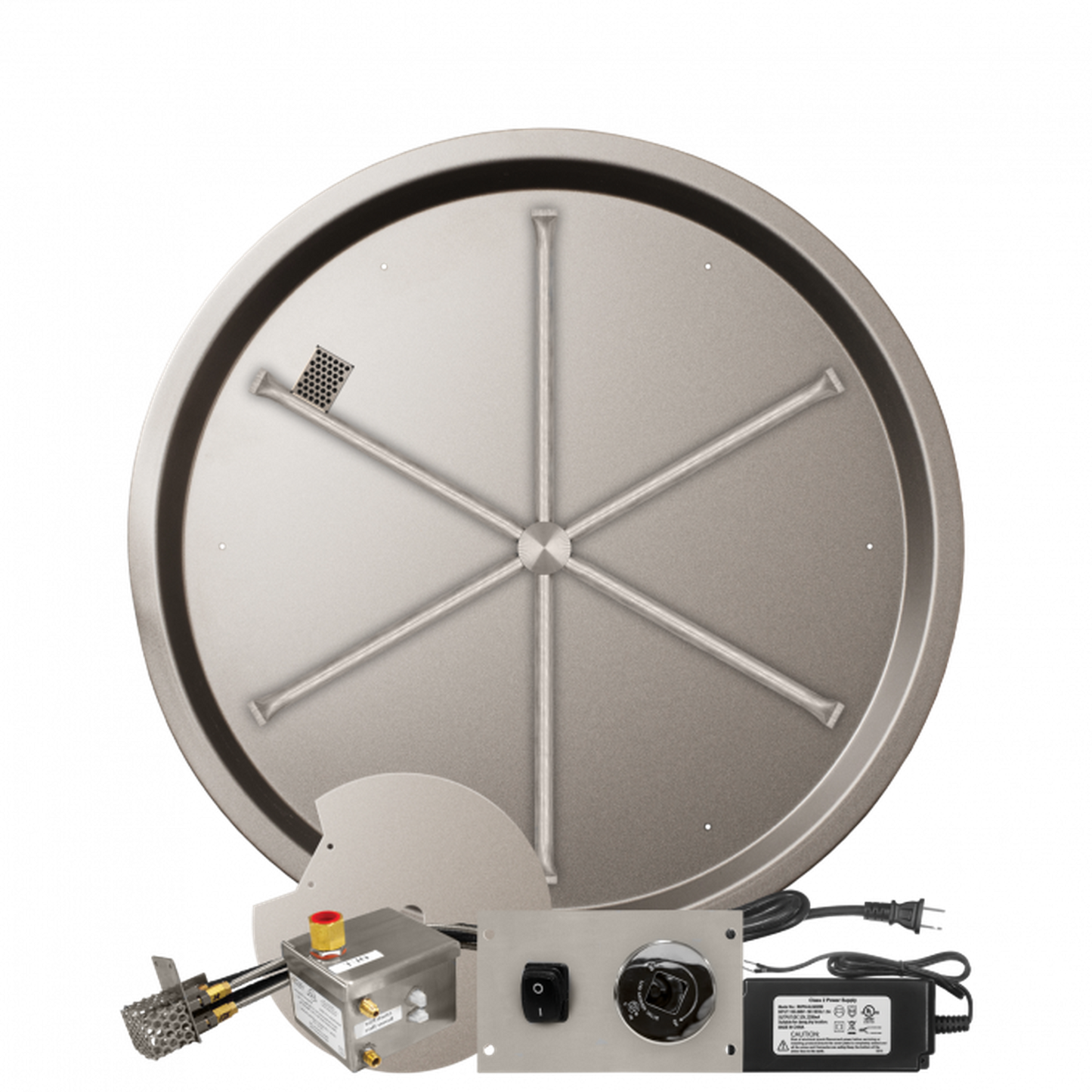 Firegear Stainless Steel Series 33" Round Drop-In Pan Natural Gas Fire Pit Burner System With All Weather Electronic Ignition System