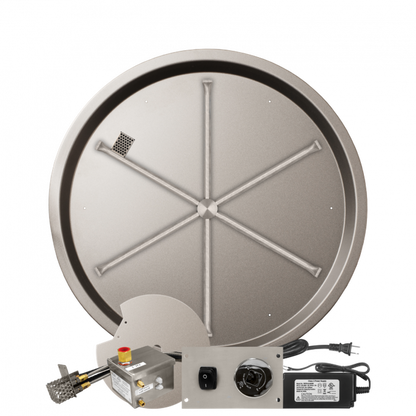 Firegear Stainless Steel Series 33" Round Drop-In Pan Natural Gas Fire Pit Burner System With All Weather Electronic Ignition System