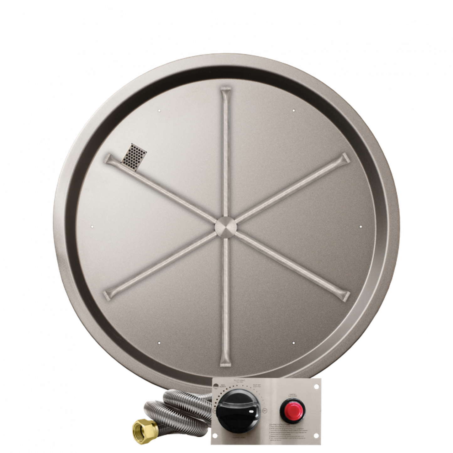 Firegear Stainless Steel Series 33" Round Drop-In Pan Propane Gas Fire Pit Burner System With Thermocouple Piloted Safety Ignition System