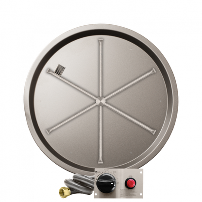 Firegear Stainless Steel Series 33" Round Drop-In Pan Natural Gas Fire Pit Burner System With Thermocouple Piloted Safety Ignition System
