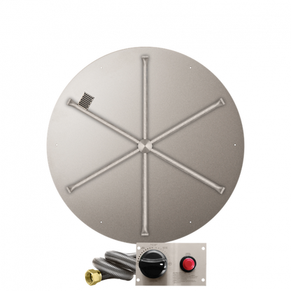 Firegear Stainless Steel Series 34" Round Flat Pan Natural Gas Fire Pit Burner System With Thermocouple Piloted Safety Ignition System