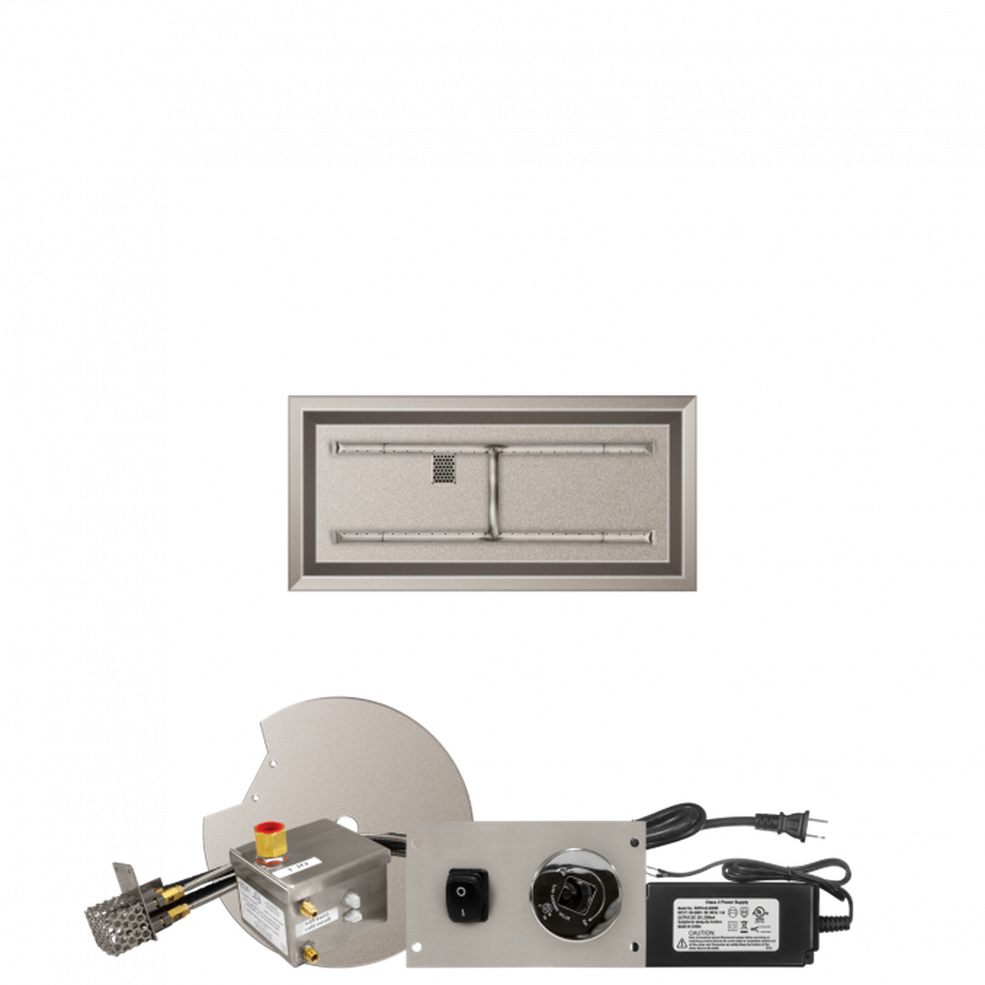 Firegear Stainless Steel Series 36" x 14" Linear Drop-In Pan Natural Gas Fire Pit H Burner System With All Weather Electronic Ignition System