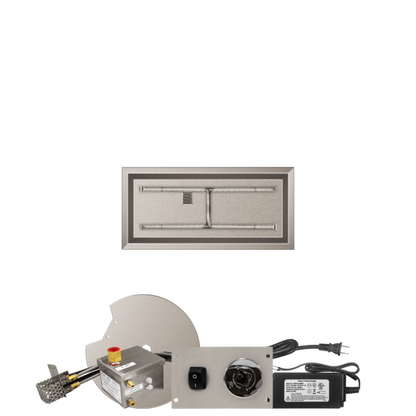 Firegear Stainless Steel Series 36" x 14" Linear Drop-In Pan Natural Gas Fire Pit H Burner System With All Weather Electronic Ignition System