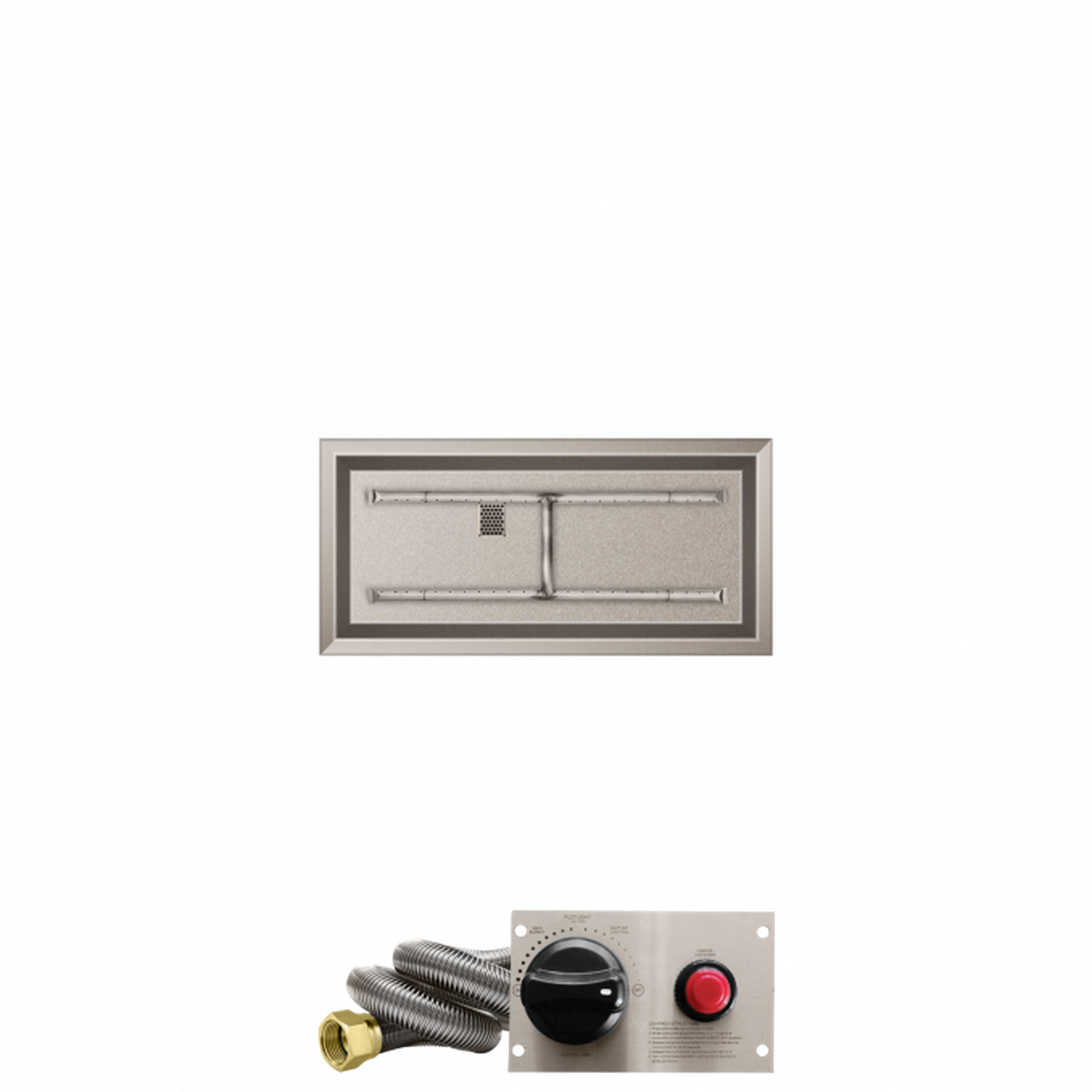 Firegear Stainless Steel Series 36" x 14" Linear Drop-In Pan Natural Gas Fire Pit H Burner System With Thermocouple Piloted Safety Ignition System