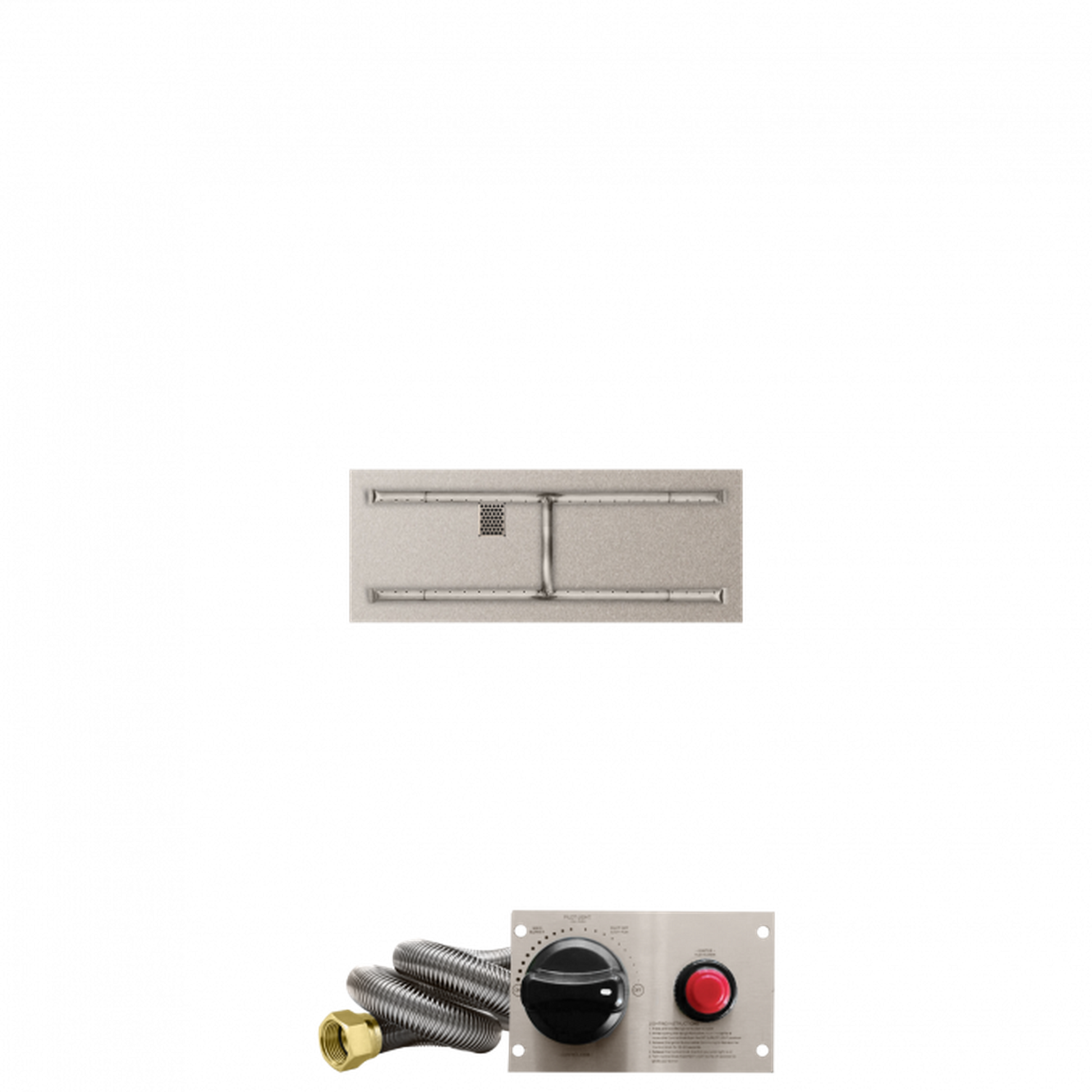 Firegear Stainless Steel Series 36" x 14" Linear Flat Pan Natural Gas Fire Pit H Burner System With Thermocouple Piloted Safety Ignition System