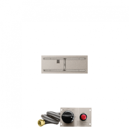 Firegear Stainless Steel Series 36" x 14" Linear Flat Pan Natural Gas Fire Pit H Burner System With Thermocouple Piloted Safety Ignition System