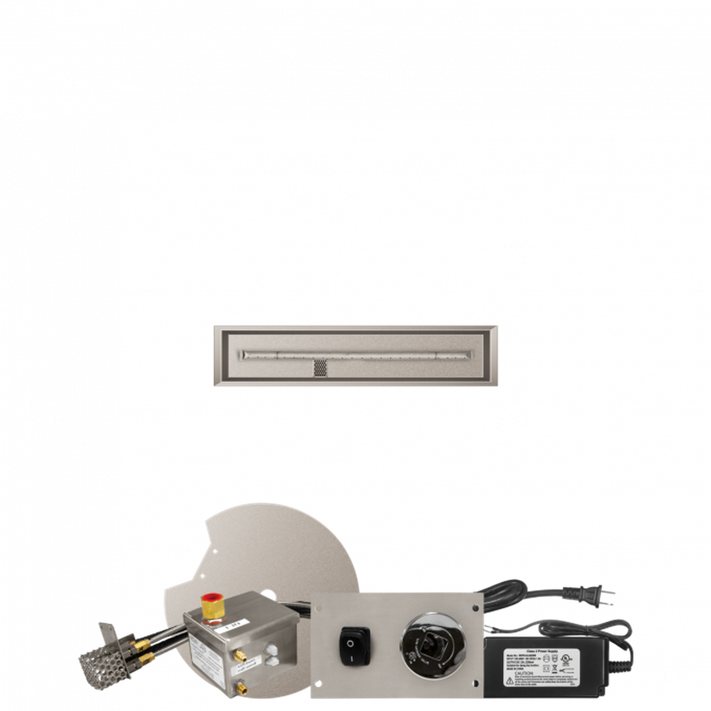 Firegear Stainless Steel Series 36" x 6" Linear Drop-In Pan Natural Gas Fire Pit T Burner System With All Weather Electronic Ignition System