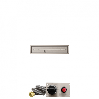 Firegear Stainless Steel Series 36" x 6" Linear Drop-In Pan Propane Gas Fire Pit T Burner System With Thermocouple Piloted Safety Ignition System