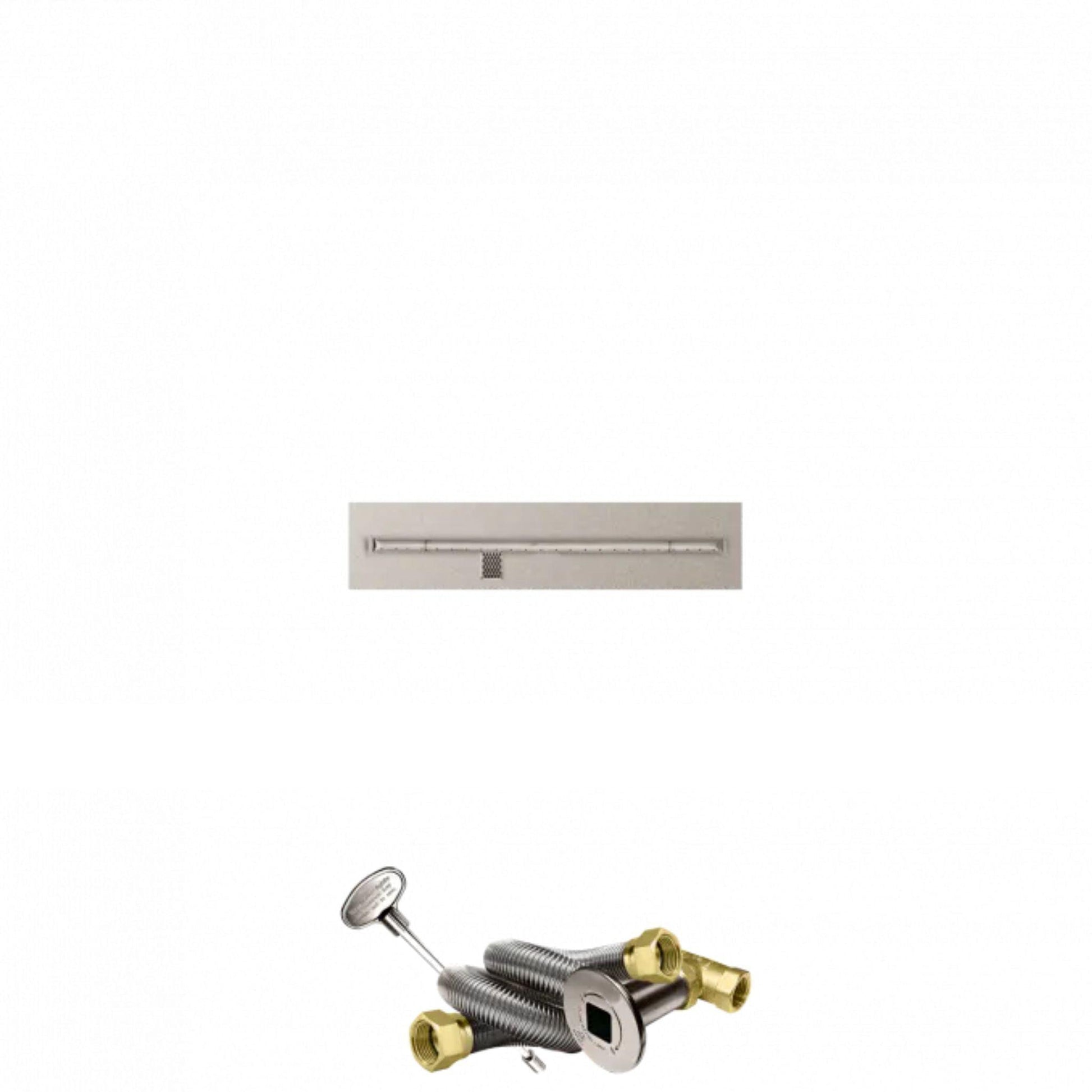 Firegear Stainless Steel Series 36" x 8" Linear Flat Pan Natural Gas Fire Pit T Burner System With Match Throw Ignition System