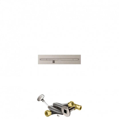 Firegear Stainless Steel Series 36" x 8" Linear Flat Pan Natural Gas Fire Pit T Burner System With Match Throw Ignition System