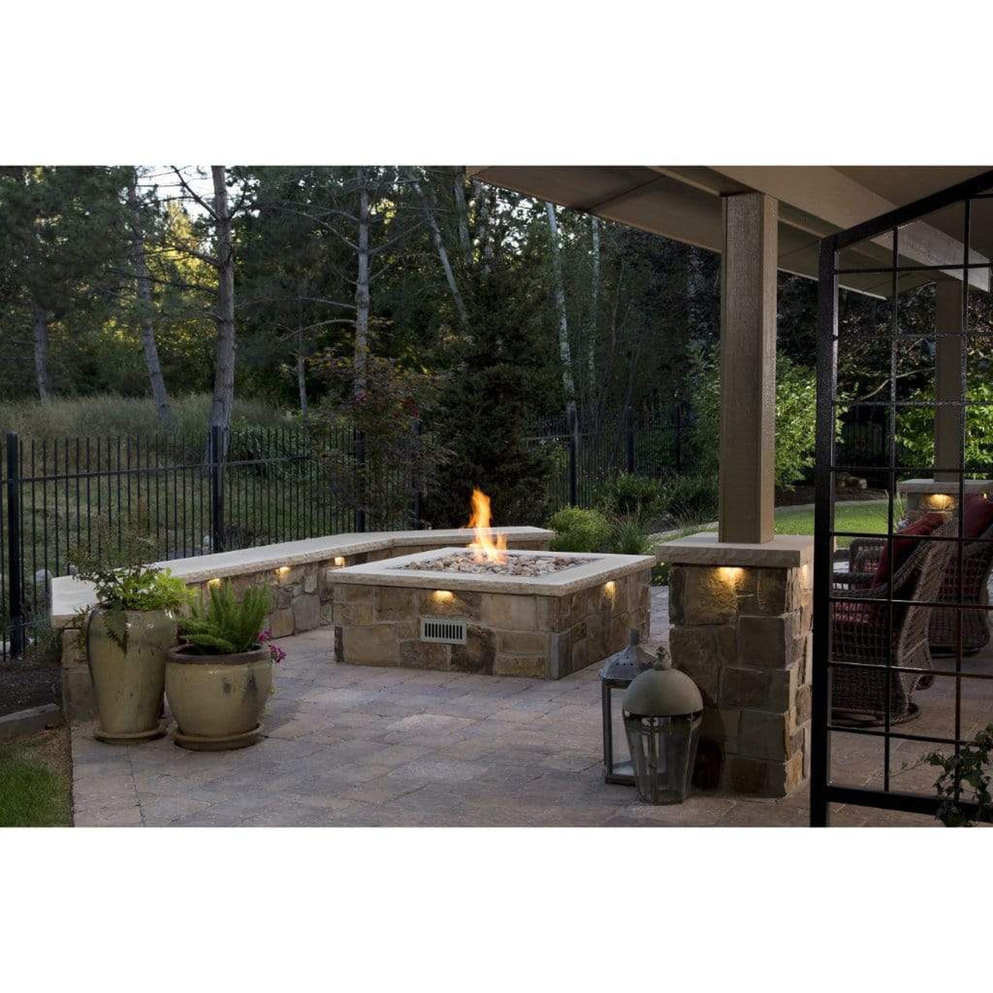Firegear Stainless Steel Series 20" Square Drop-In Pan Natural Gas Fire Pit Burner System With Match Throw Ignition System