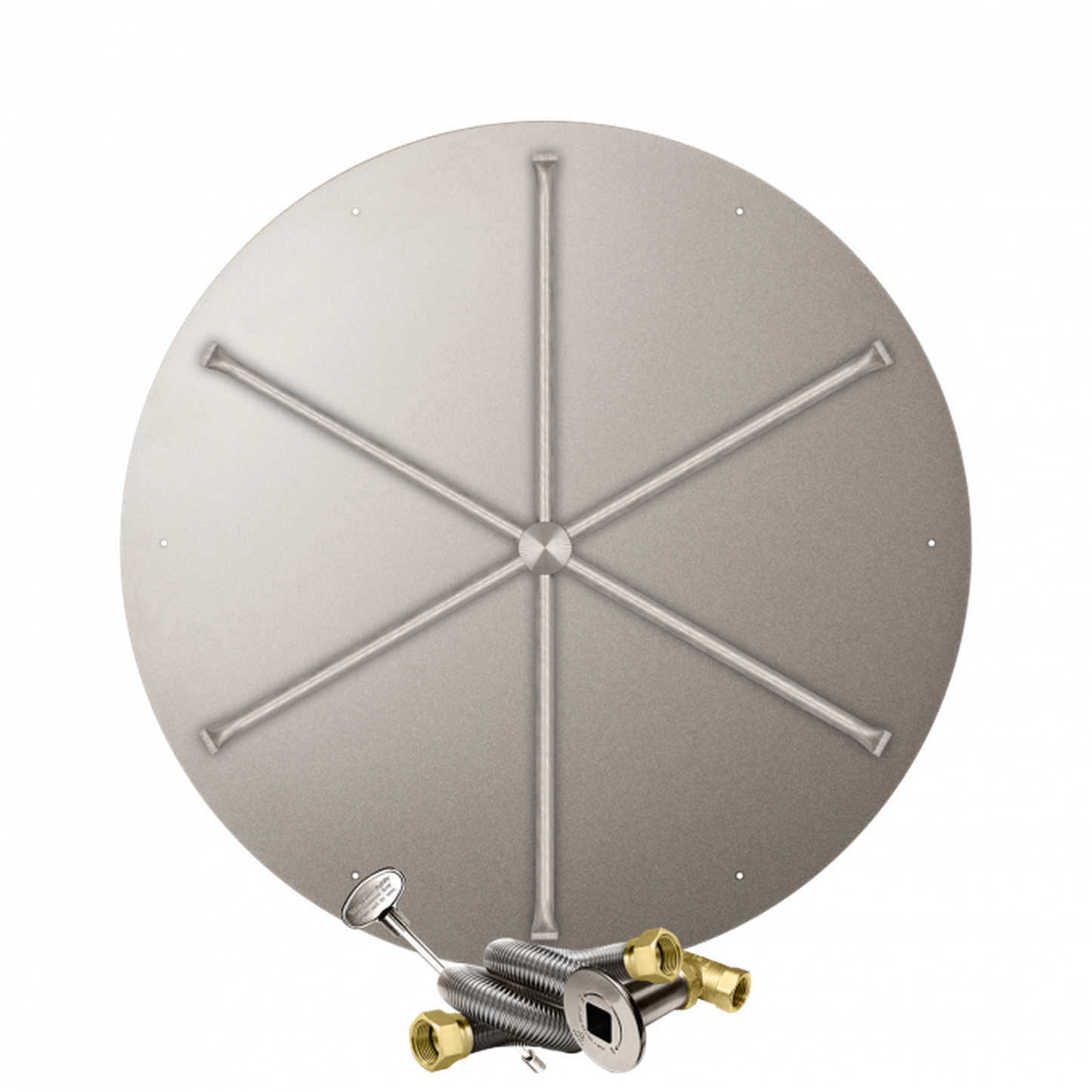 Firegear Stainless Steel Series 39" Round Flat Pan Natural Gas Fire Pit Burner System With Match Throw Ignition System