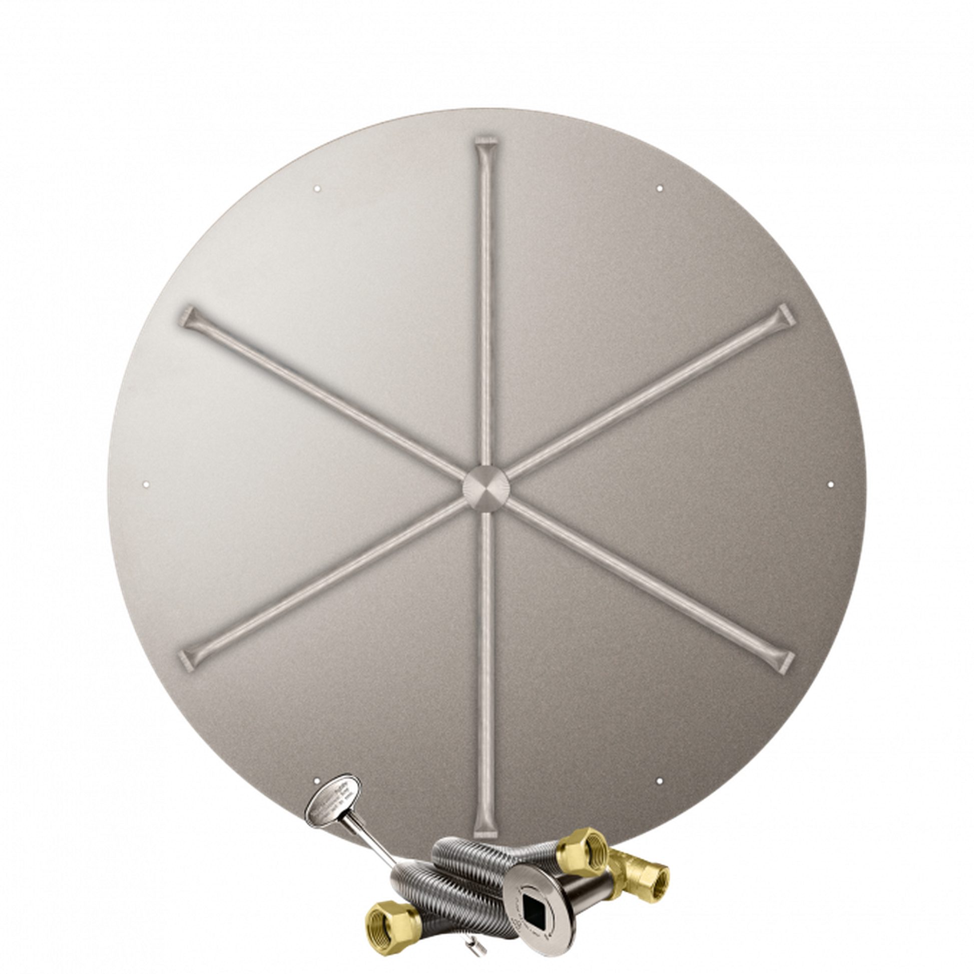 Firegear Stainless Steel Series 39" Round Flat Pan Natural Gas Fire Pit Burner System With Match Throw Ignition System