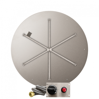 Firegear Stainless Steel Series 39" Round Flat Pan Propane Gas Fire Pit Burner System With Thermocouple Piloted Safety Ignition System