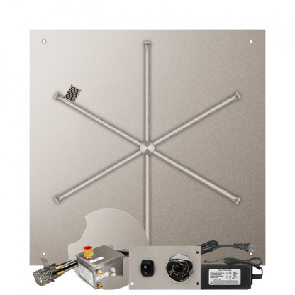 Firegear Stainless Steel Series 40" Square Flat Pan Propane Gas Fire Pit Burner System With All Weather Electronic Ignition System