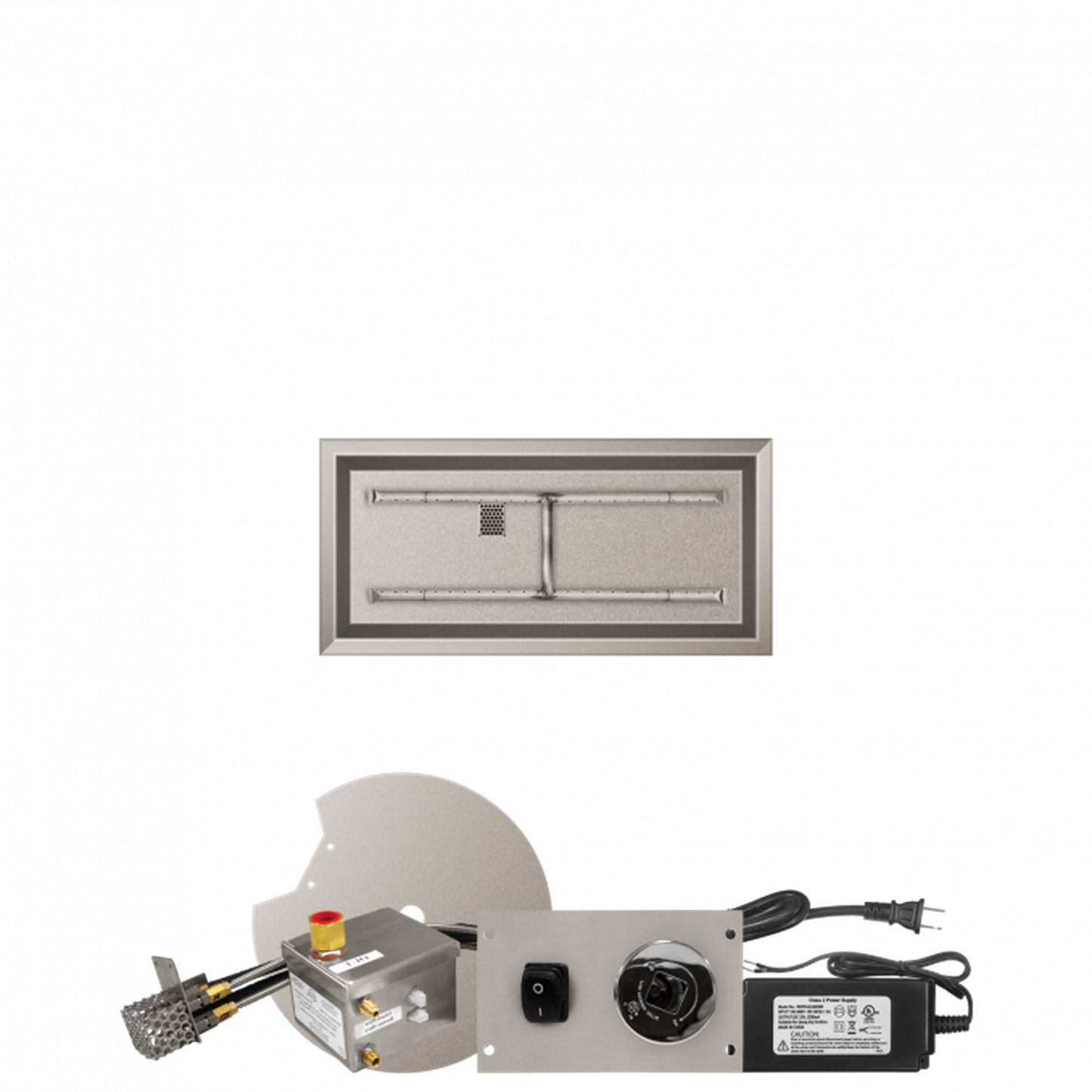 Firegear Stainless Steel Series 42" x 14" Linear Drop-In Pan Natural Gas Fire Pit H Burner System With All Weather Electronic Ignition System