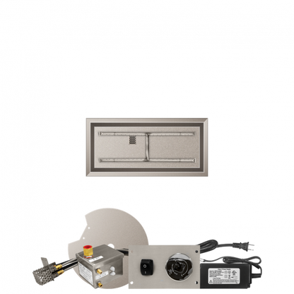 Firegear Stainless Steel Series 42" x 14" Linear Drop-In Pan Natural Gas Fire Pit H Burner System With All Weather Electronic Ignition System