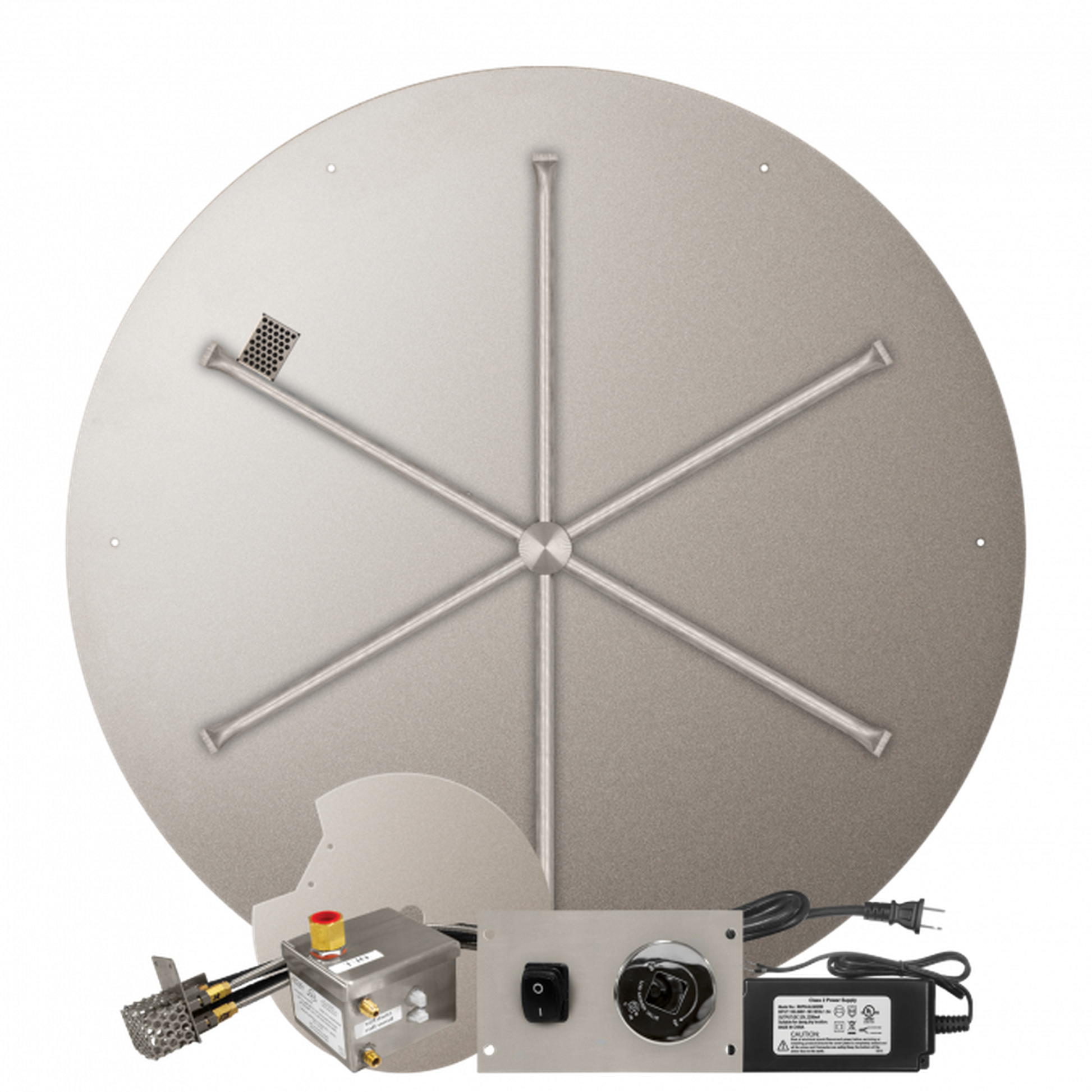 Firegear Stainless Steel Series 44" Round Flat Pan Natural Gas Fire Pit Burner System With All Weather Electronic Ignition System