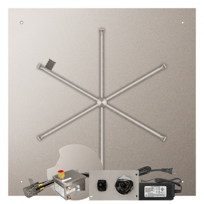 Firegear Stainless Steel Series 46" Square Flat Pan Natural Gas Fire Pit Burner System With All Weather Electronic Ignition System