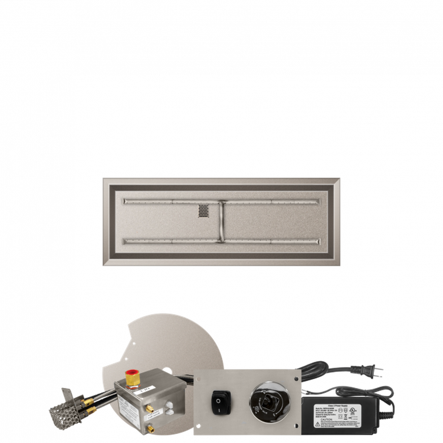 Firegear Stainless Steel Series 48" x 14" Linear Drop-In Pan Propane Gas Fire Pit H Burner System With All Weather Electronic Ignition System