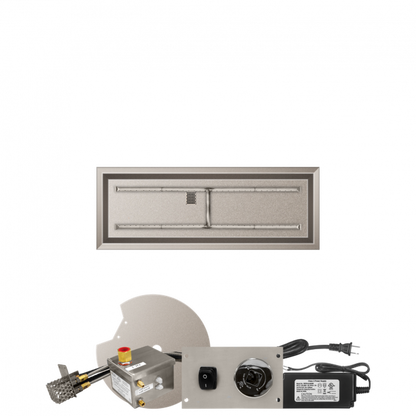 Firegear Stainless Steel Series 48" x 14" Linear Drop-In Pan Propane Gas Fire Pit H Burner System With All Weather Electronic Ignition System