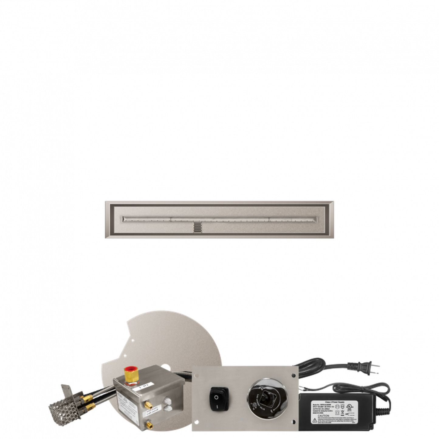 Firegear Stainless Steel Series 48" x 6" Linear Drop-In Pan Natural Gas Fire Pit T Burner System With All Weather Electronic Ignition System