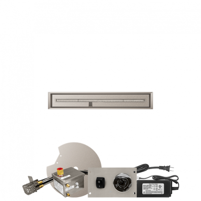 Firegear Stainless Steel Series 48" x 6" Linear Drop-In Pan Natural Gas Fire Pit T Burner System With All Weather Electronic Ignition System