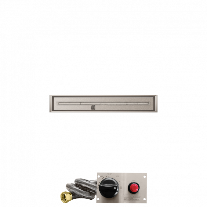 Firegear Stainless Steel Series 48" x 6" Linear Drop-In Pan Natural Gas Fire Pit T Burner System With Thermocouple Piloted Safety Ignition System