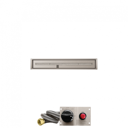 Firegear Stainless Steel Series 48" x 6" Linear Drop-In Pan Natural Gas Fire Pit T Burner System With Thermocouple Piloted Safety Ignition System