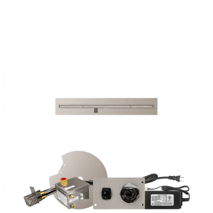 Firegear Stainless Steel Series 48" x 8" Linear Flat Pan Propane Gas Fire Pit T Burner System With All Weather Electronic Ignition System