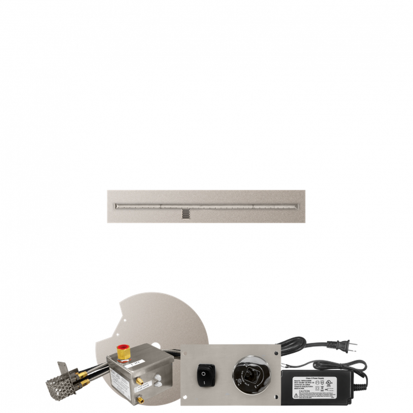 Firegear Stainless Steel Series 48" x 8" Linear Flat Pan Natural Gas Fire Pit T Burner System With All Weather Electronic Ignition System