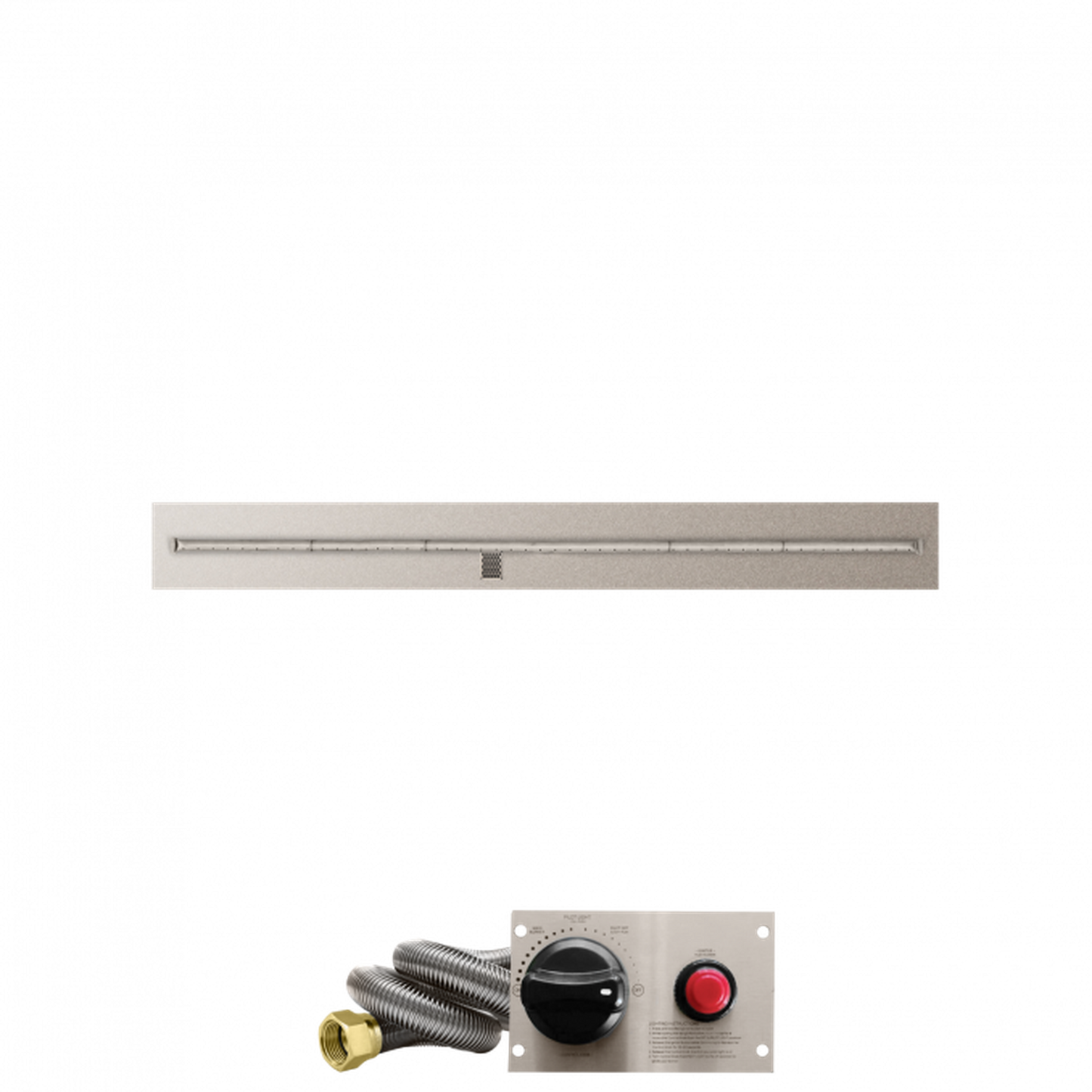 Firegear Stainless Steel Series 48" x 8" Linear Flat Pan Propane Gas Fire Pit T Burner System With Thermocouple Piloted Safety Ignition System