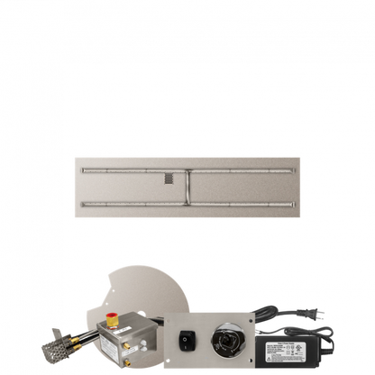 Firegear Stainless Steel Series 60" x 16" Linear Flat Pan Propane Gas Fire Pit H Burner System With All Weather Electronic Ignition System