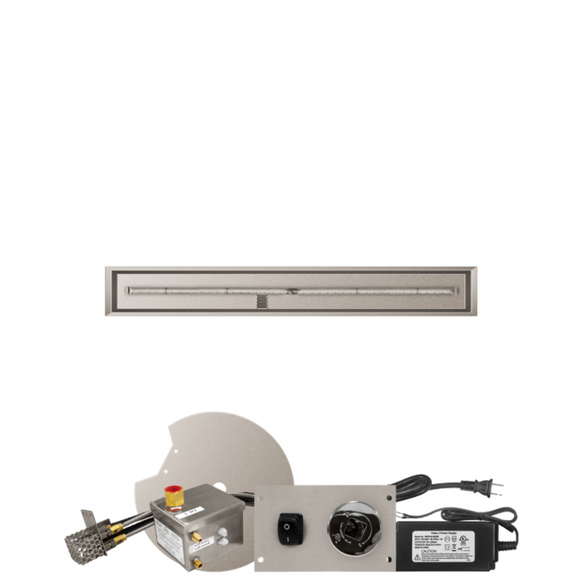 Firegear Stainless Steel Series 60" x 6" Linear Drop-In Pan Natural Gas Fire Pit T Burner System With All Weather Electronic Ignition System