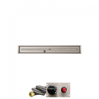 Firegear Stainless Steel Series 60" x 6" Linear Drop-In Pan Propane Gas Fire Pit T Burner System With Thermocouple Piloted Safety Ignition System