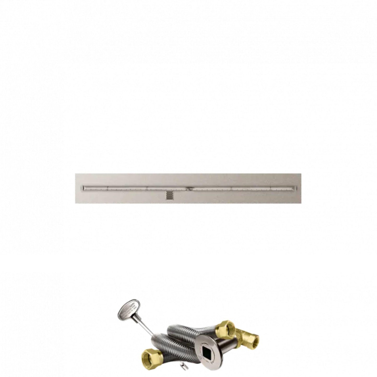 Firegear Stainless Steel Series 60" x 8" Linear Flat Pan Natural Gas Fire Pit T Burner System With Match Throw Ignition System