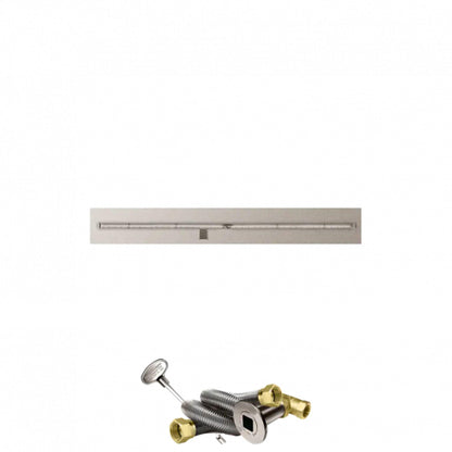Firegear Stainless Steel Series 60" x 8" Linear Flat Pan Natural Gas Fire Pit T Burner System With Match Throw Ignition System