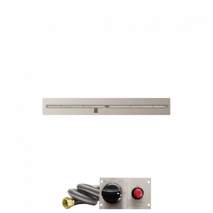 Firegear Stainless Steel Series 60" x 8" Linear Flat Pan Propane Gas Fire Pit T Burner System With Thermocouple Piloted Safety Ignition System