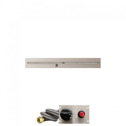 Firegear Stainless Steel Series 60" x 8" Linear Flat Pan Propane Gas Fire Pit T Burner System With Thermocouple Piloted Safety Ignition System