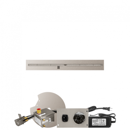 Firegear Stainless Steel Series 60" x 8" Linear Stainless Steel Propane Gas Fire Pit T Burner System With Flat Pan and All Weather Electronic Ignition System