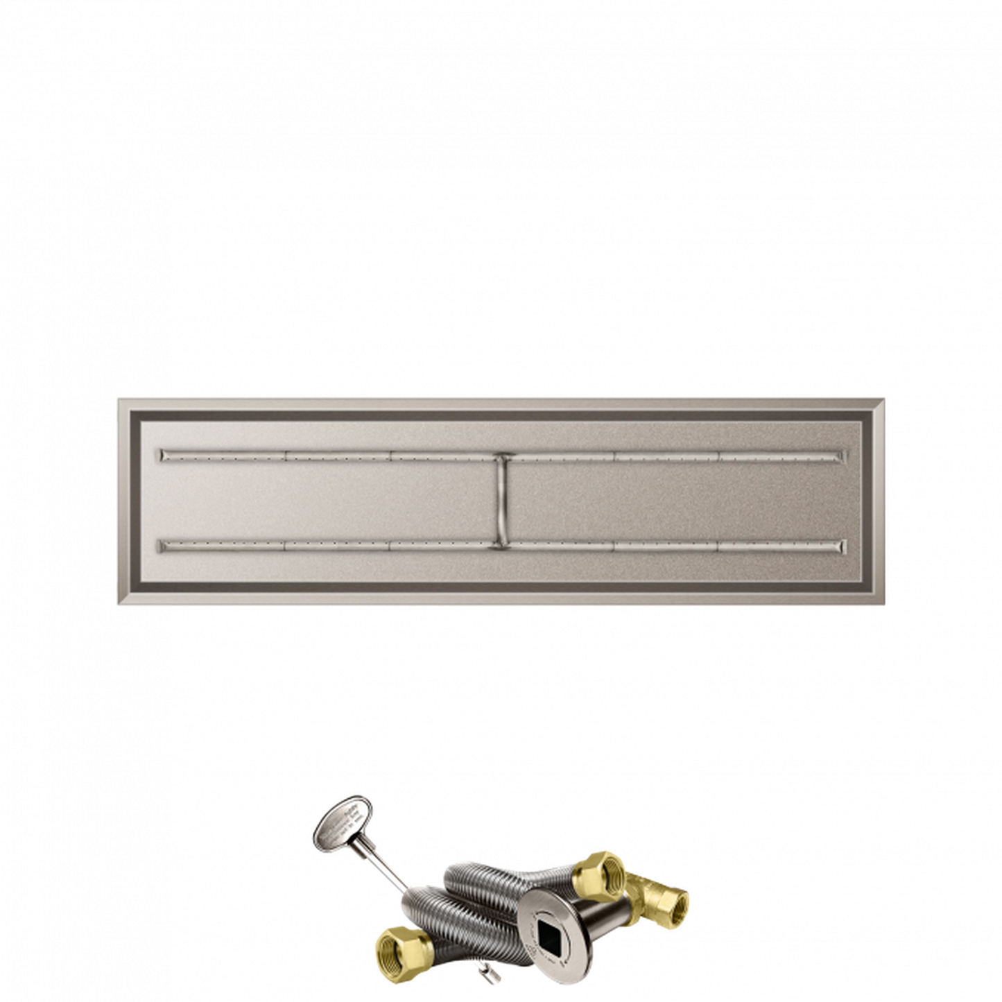 Firegear Stainless Steel Series 72" x 16" Linear Drop-In Pan Natural Gas Fire Pit H Burner System With Match Throw Ignition System