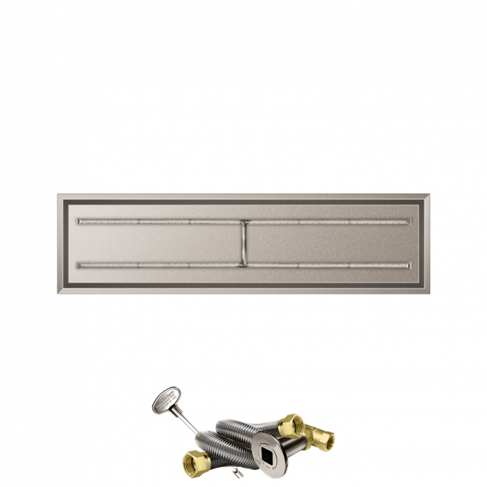 Firegear Stainless Steel Series 72" x 16" Linear Drop-In Pan Natural Gas Fire Pit H Burner System With Match Throw Ignition System