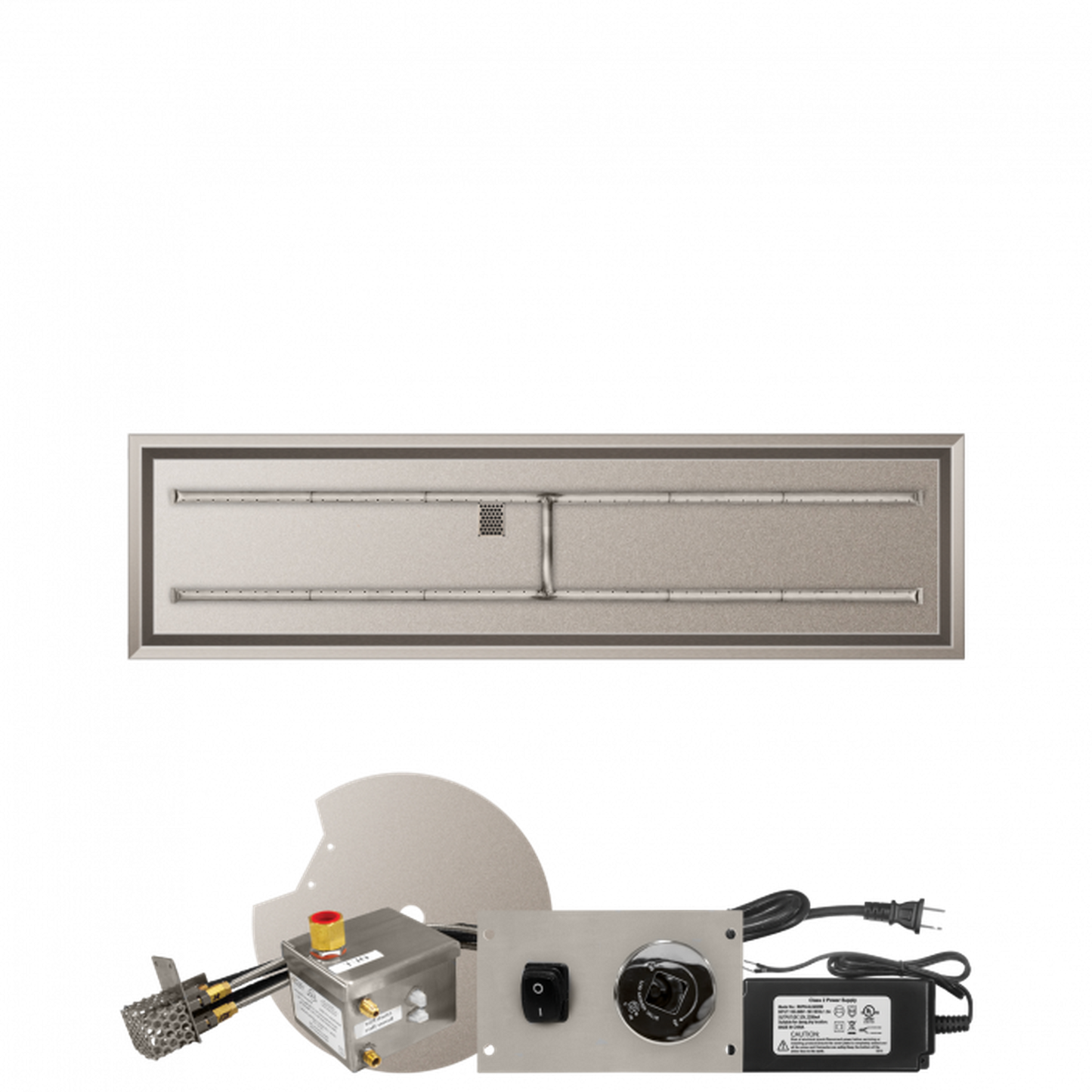 Firegear Stainless Steel Series 72" x 16" Linear Drop-In Pan Propane Gas Fire Pit H Burner System With All Weather Electronic Ignition System